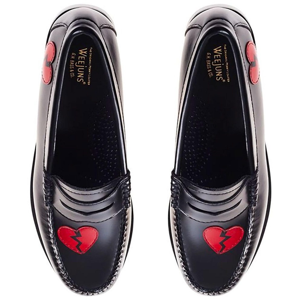 G.H. Bass Weejuns Womens Heartbreak Penny Loafer in Black Leather